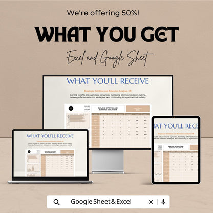 Employee Attrition and Retention Analysis HR Template | Excel & Google Sheets Workforce Dashboard | HR Analytics Spreadsheet