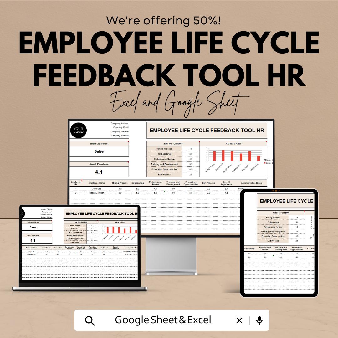 Employee Life Cycle Feedback Tool HR | Employee Experience Tracker | HR Feedback System | Excel & Google Sheets