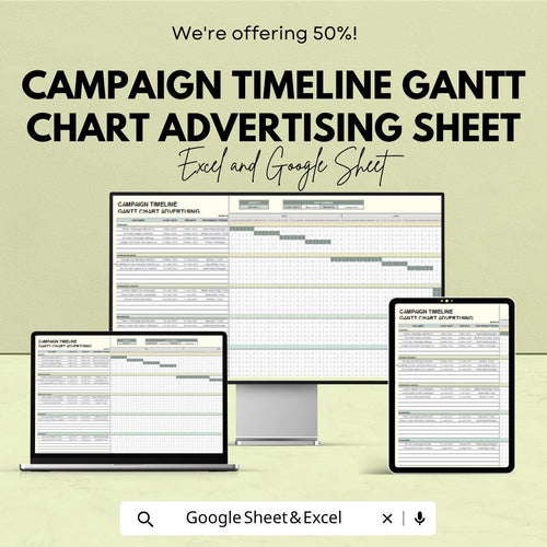Advertising Gantt Chart Template | Campaign Timeline & Media Planning Tracker | Google Sheets and Excel