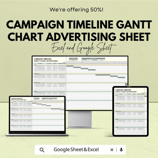 Advertising Gantt Chart Template | Campaign Timeline & Media Planning Tracker | Google Sheets and Excel