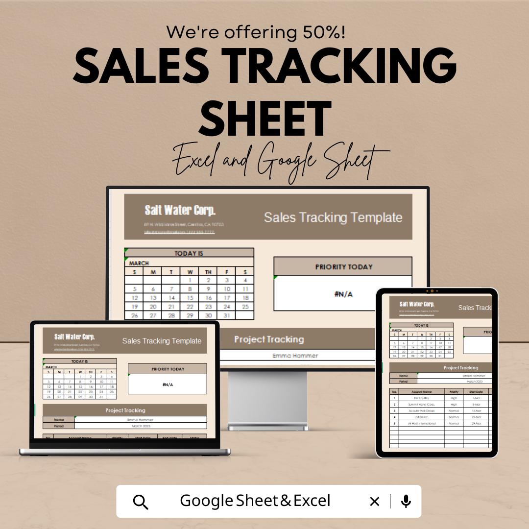 Sales Tracking Sheet for Excel & Google Sheets | Sales Performance Dashboard Template | Track and Analyze Sales Efficiently