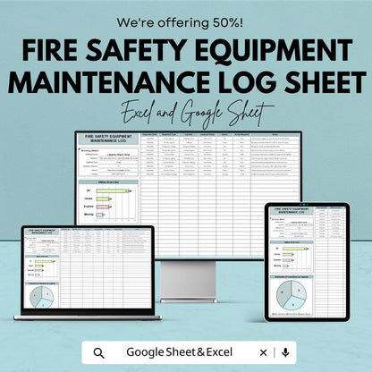 Fire Safety Equipment Maintenance Log Sheet | Excel and Google Sheets Template | Track & Manage Fire Safety Inspections