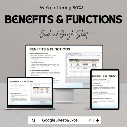 Marketing Affiliate Signup & Onboarding Tracker Template | Affiliate Program Management | Partner Tracking sheet | Business CRM Template