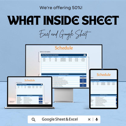 Fleet Maintenance Schedule Sheet - Excel & Google Sheets Template for Vehicle Maintenance Management