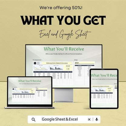 Marketing Product-Market Fit Assessment Template | Business Strategy Spreadsheet | Product Evaluation Tool | Market Analysis Template