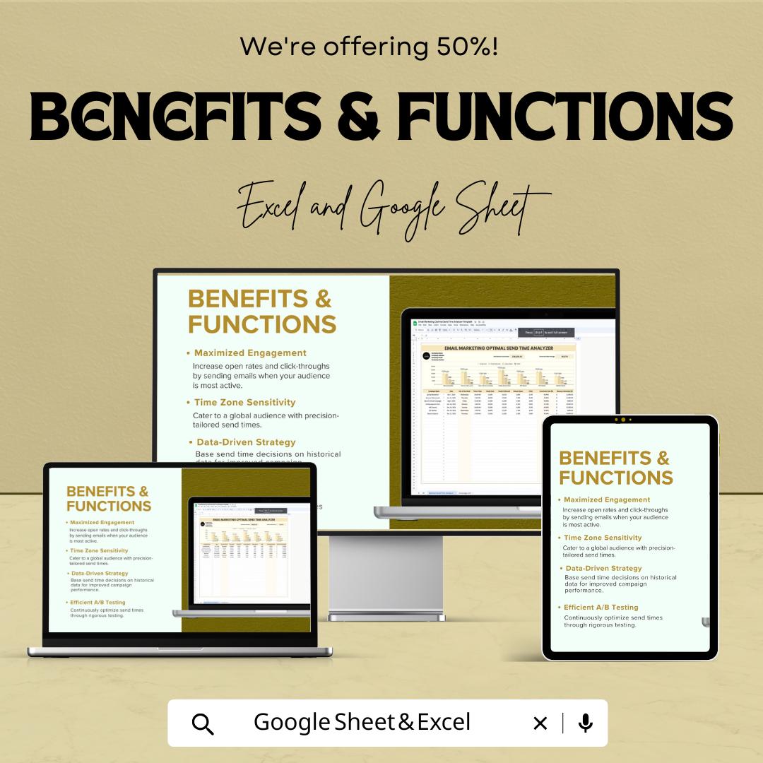 Email Marketing Optimal Send Time Analyzer Template | Email Engagement Tracker | Send Time Optimization Tool | Marketing Analytics Sheet