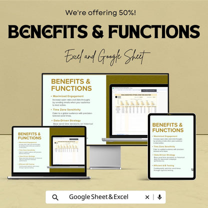 Email Marketing Optimal Send Time Analyzer Template | Email Engagement Tracker | Send Time Optimization Tool | Marketing Analytics Sheet