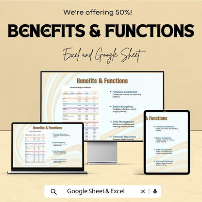 Household Budget Worksheet | Google Sheets Template | Family Budget Planner | Personal Finance Tracker | Budget Management Spreadsheet