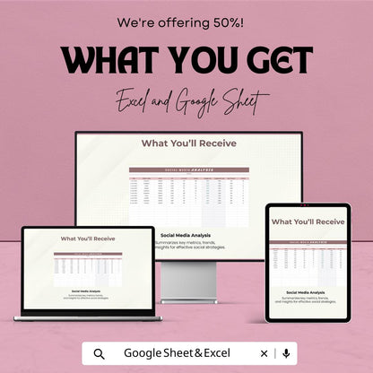 Social Media Analysis Template | Social Media Performance Tracker | Engagement & Growth Analytics Tool