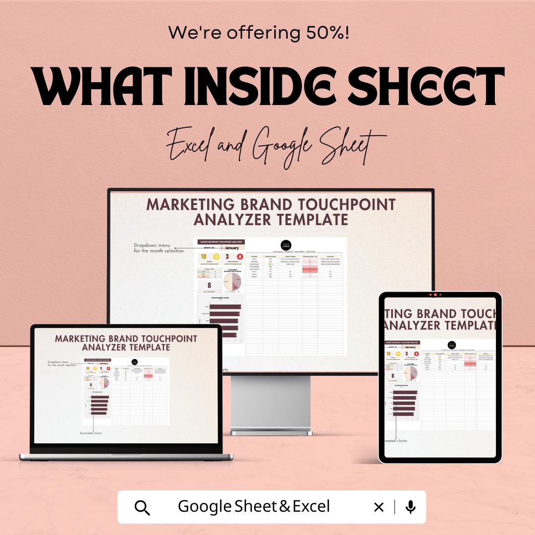 Marketing Brand Touchpoint Analyzer Sheet | Excel and Google Sheets Template for Brand Strategy | Customer Interaction Tracking & Analysis |