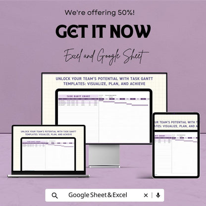 Task Gantt Chart Template | Project Planning and Management | Google Sheet | Timeline Visualization | Task Tracker | Project Schedule