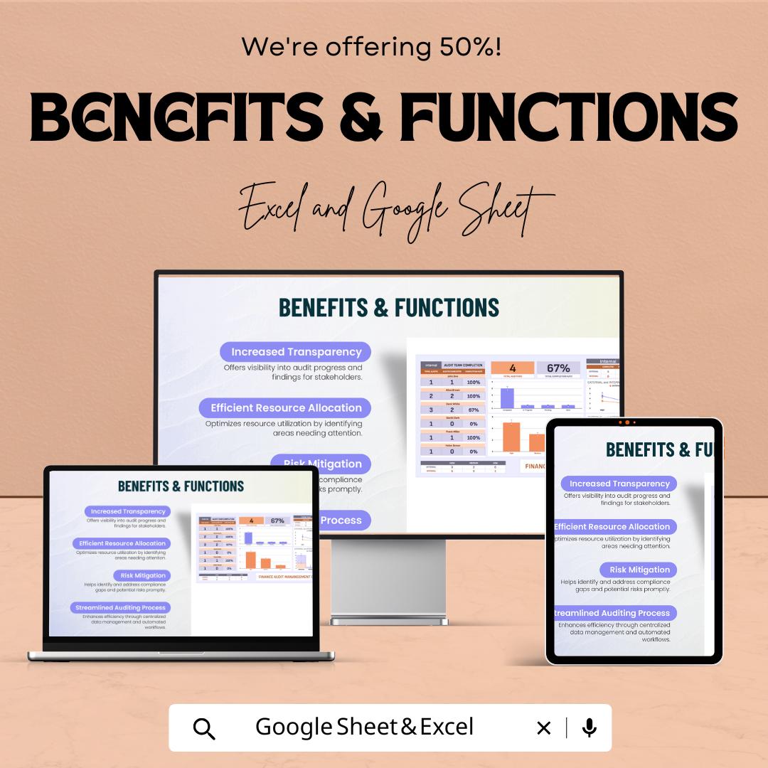 Finance Audit Management Dashboard Template | Business Audit Tracker | Compliance & Risk Monitoring Spreadsheet | Audit Report Tool
