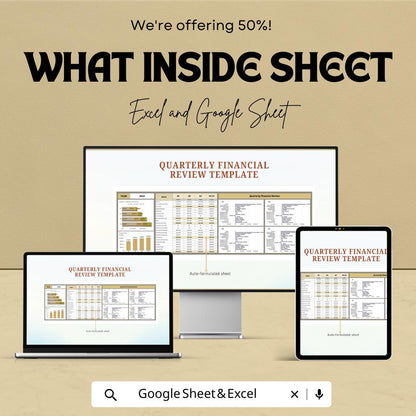 Quarterly Financial Review Template | Business Performance Dashboard | KPI Tracking | Financial Statement Review Template