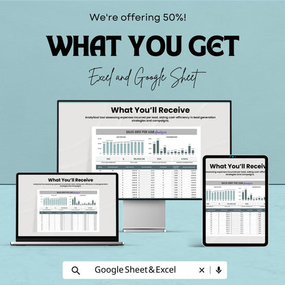 Sales Cost Per Lead Analysis Template | Marketing Cost Tracking Spreadsheet | CPL & Conversion Analysis