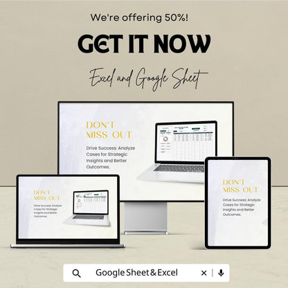 Legal Client Case Outcome Analysis Sheet | Google Sheets | Track Legal Cases & Client Outcomes | Data Analytics Template for Law Firms
