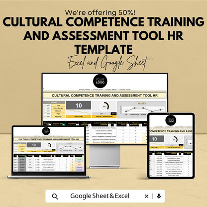 Cultural Competence Training and Assessment Tool HR Template | Diversity Inclusion Training Tracker | HR Evaluation Spreadsheet