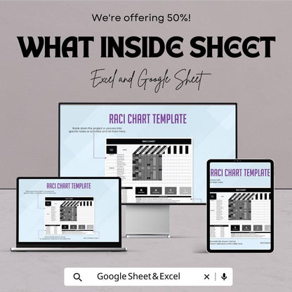 RACI Chart Sheet - Excel & Google Sheets Template for Project Management and Task Assignment
