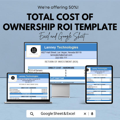 Total Cost of Ownership ROI Template | ROI Analysis Spreadsheet | Cost Breakdown & Investment Evaluation Tool