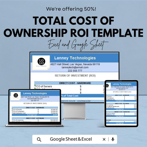 Total Cost of Ownership ROI Template | ROI Analysis Spreadsheet | Cost Breakdown & Investment Evaluation Tool