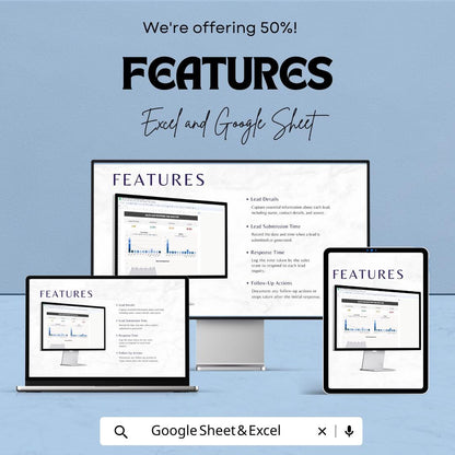 Sales Lead Response Time Analysis Template | Lead Response Tracker | Sales KPI Dashboard | Excel and Google Sheets | Lead Follow Up Report