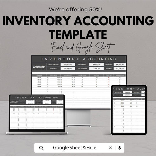 Inventory Accounting Template | Stock Tracking Spreadsheet | Inventory Management Register | Cost & Stock Control Template