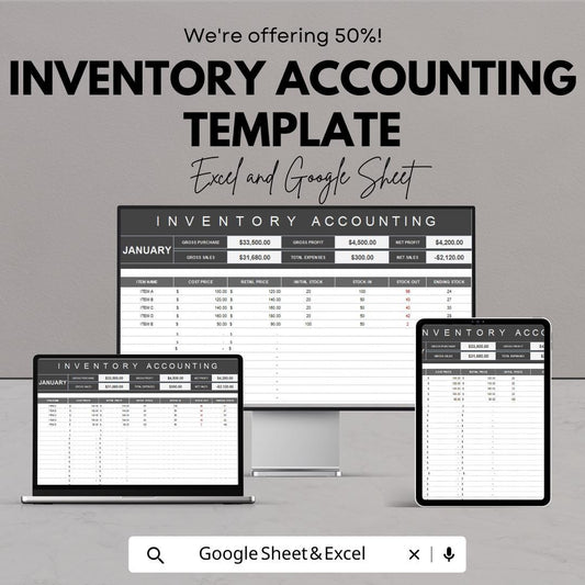 Inventory Accounting Template | Stock Tracking Spreadsheet | Inventory Management Register | Cost & Stock Control Template
