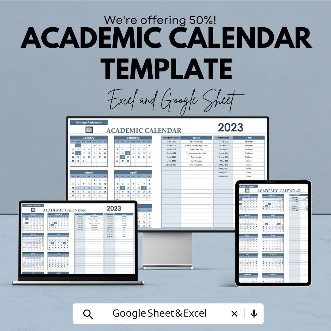 Academic Calendar Template | School Schedule Tracker | Semester Planner | Assignment Organizer | Editable Student Calendar