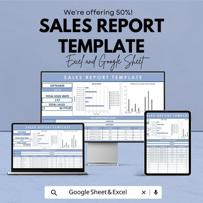 Sales Report Template | Sales Dashboard Google Sheets | Monthly Sales Tracker | Product Performance Report | Sales Analysis Spreadsheet |