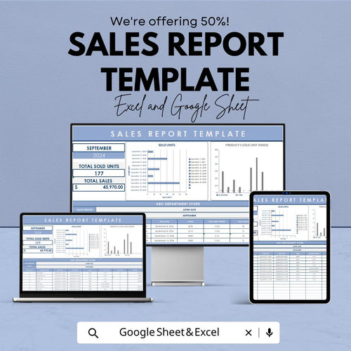 Sales Report Template | Sales Dashboard Google Sheets | Monthly Sales Tracker | Product Performance Report | Sales Analysis Spreadsheet |