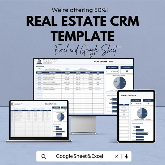 Real Estate CRM Template | Realtor Client Management | Excel & Google Sheets