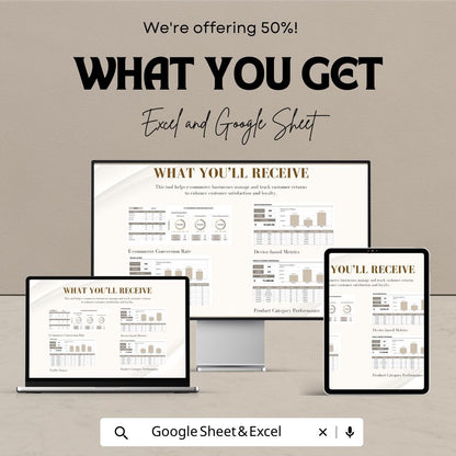 Ecommerce Conversion Rate Template, Google Sheets & Excel, Sales Funnel Tracker, Online Store Analytics, Conversion Dashboard