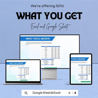 New Construction Project Budget Sheet | Excel & Google Sheets Template | Manage Project Costs Efficiently