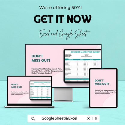 Business Marketing Budget Sheet | Excel & Google Sheets | Expense Tracker | Forecasting | Editable Marketing Budget Template