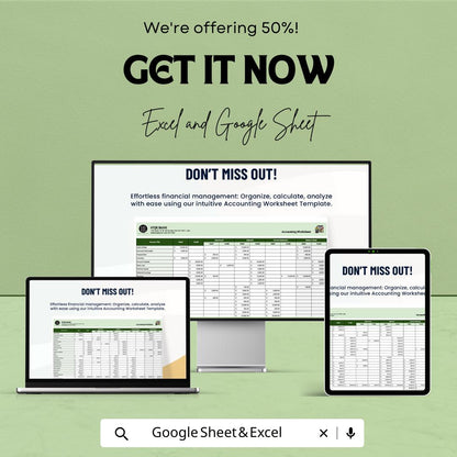 Accounting Worksheet Template | Excel and Google Sheets | Financial Analysis, Data Entry, Adjusted Trial Balance, Ledger & Reporting Tool