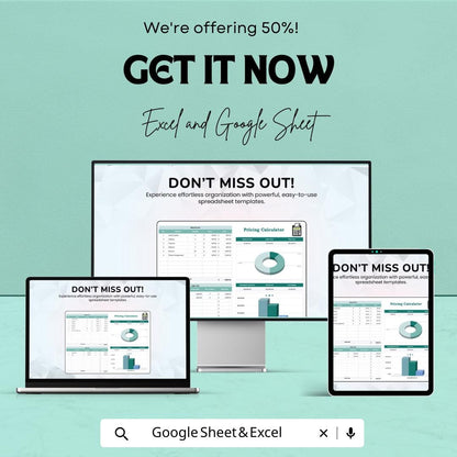 Pricing Calculator Sheet for Material & Labor Cost | Excel and Google Sheet Template | Event Planning, Budgeting, and Cost Estimation