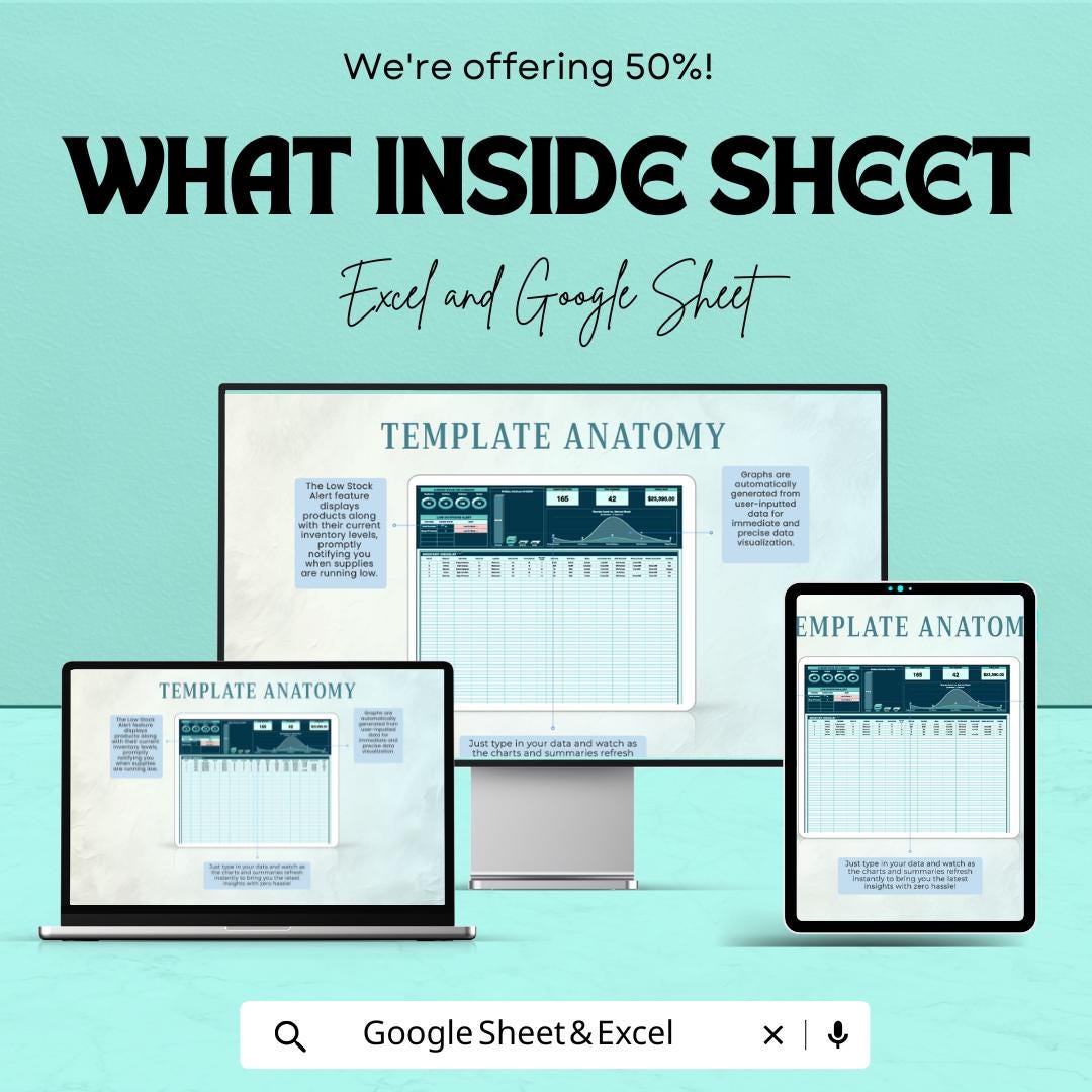 Inventory Checklist Sheet - Excel and Google Sheets Template for Efficient Stock Management | Track Inventory & Prevent Stockouts