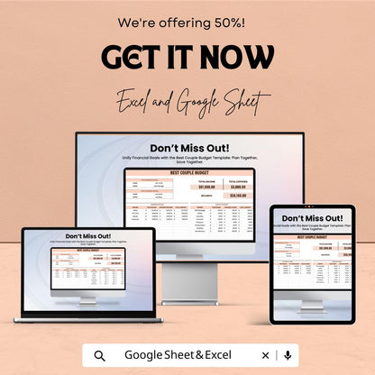Best Couple Budget Sheet - Excel & Google Sheet for Joint Income, Expenses, Savings, and Financial Planning