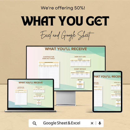 Contractor Sign Out Sheet Template | Google Sheets & Excel | Worksite Exit Log | Construction Sign Out Form | Job Site Attendance Record