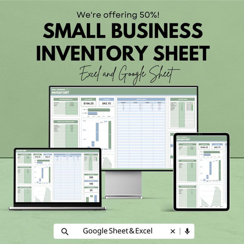 Small Business Inventory Sheet | Excel and Google Sheet Template | Inventory Management & Tracking Dashboard | For Small Business Owners