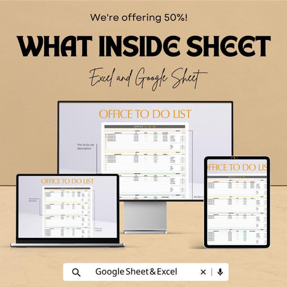 Office To Do List Template | Task Management Spreadsheet | Daily Planner Template | Work Task Tracker | Excel & Google Sheets |
