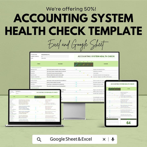 Accounting System Health Check Template | nternal Control Review | Finance System Audit Checklist | Editable Assessment Tool