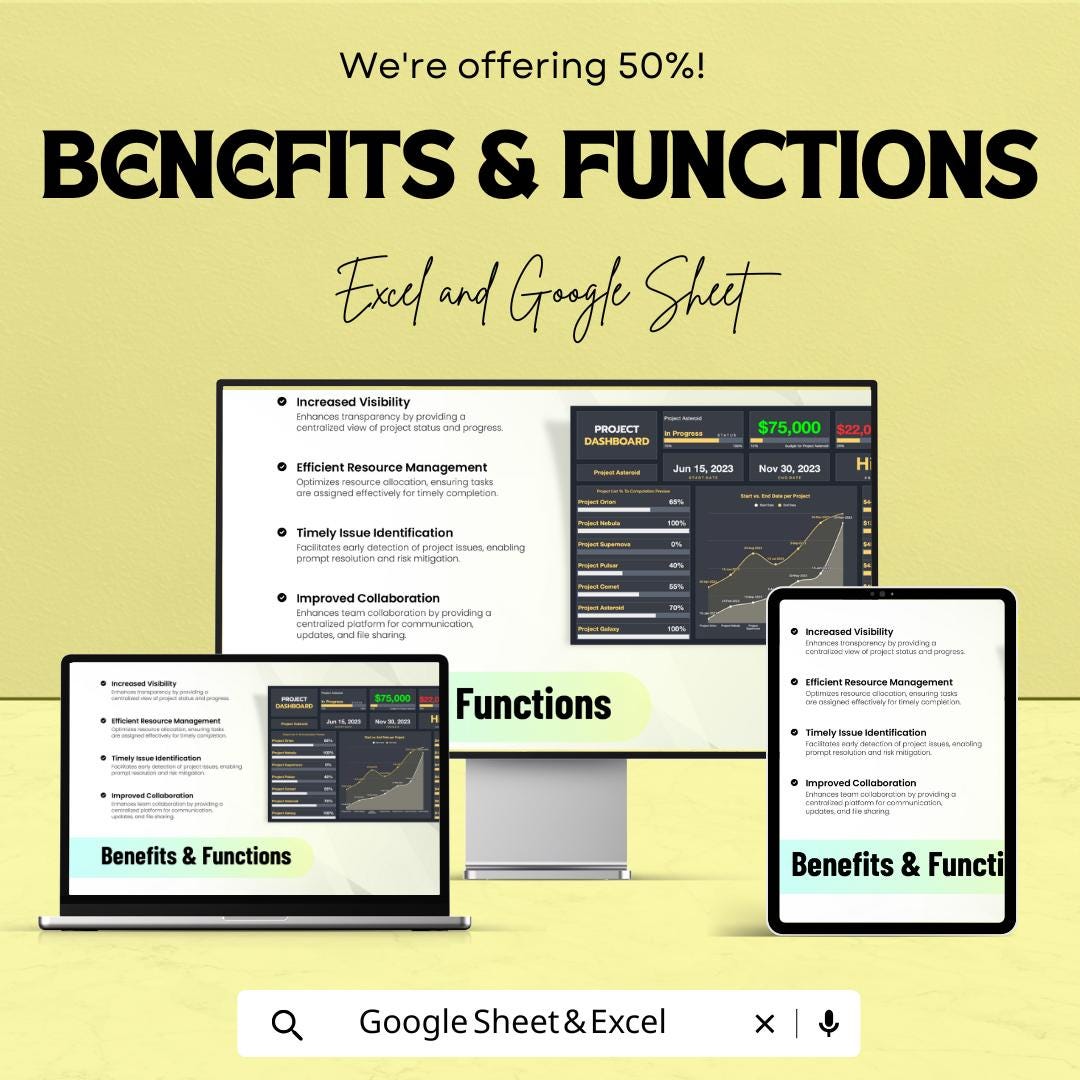 Project Dashboard Sheet for Excel and Google Sheets – Task Tracking, Budget Management, & Timeline Visualization