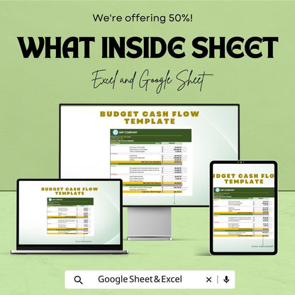 Budget Cash Flow Template | Excel & Google Sheets | Cash Flow Statement | Business Budget Planner