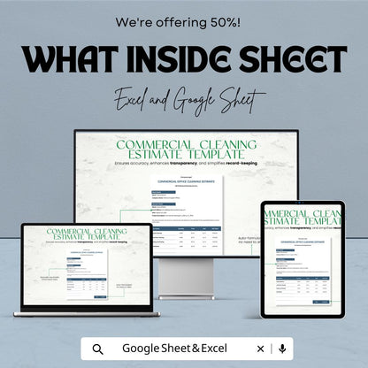 Commercial Cleaning Estimate Template | Cleaning Service Quote Sheet | Google Sheets & Excel Estimate Form | Office Cleaning Quote
