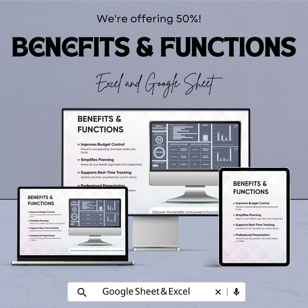 Budget Dashboard Template | Google Sheet | Track Expenses, Budgeting & Financial Overview | Budget Planner for Personal and Business Use