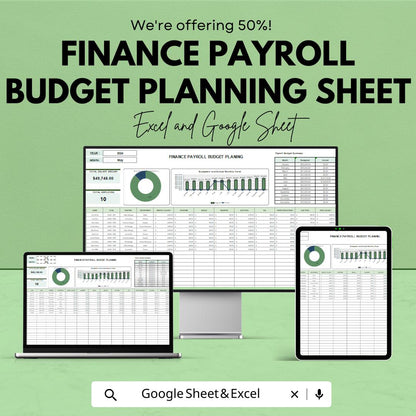 Finance Payroll Budget Planning Sheet - Google Sheet Template | Budget Planner for Payroll Expenses | Automated Financial Management Tool