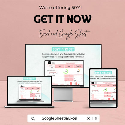Workplace Ergonomics Assessment Tracking Dashboard | Google Sheet Template | Employee Comfort & Productivity Tracker | 50% Off!