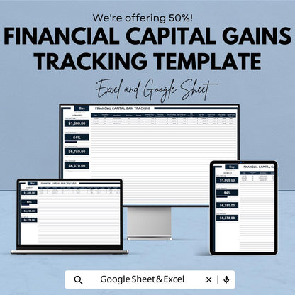 Financial Capital Gains Tracking Template | Investment Tracker | Gain Loss Calculator | Tax Reporting Organizer | Portfolio Tracking Sheet