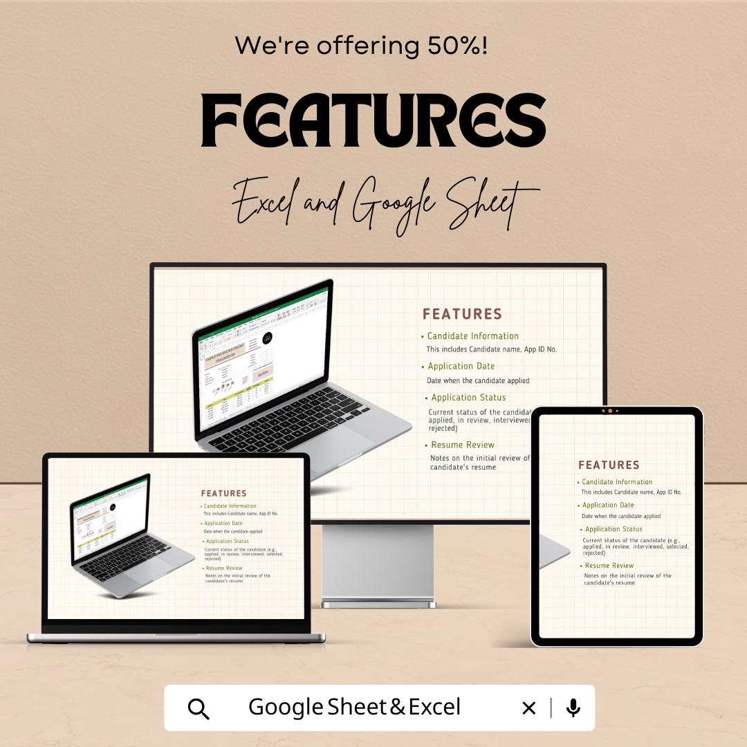 Employee Recruitment Tracker HR Template | Hiring Pipeline Tracker | Applicant Tracking Spreadsheet | Excel & Google Sheets