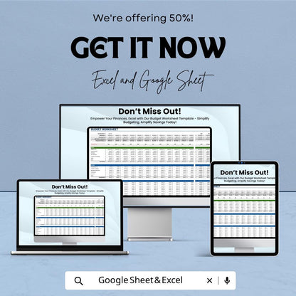 Budget Spreadsheet Template | Monthly Budget Planner | Excel & Google Sheets Finance Tracker | Expense Tracker | Savings Planner |
